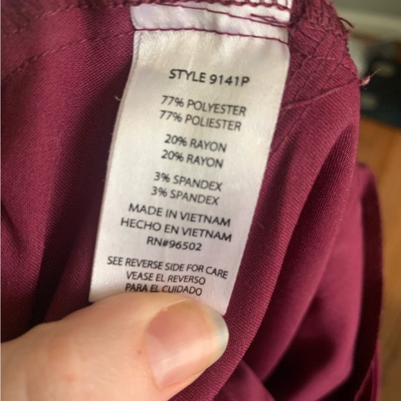 Healing hands petite scrub pants XSP style 9141P. Wine color. Purple label yoga - Picture 5 of 5